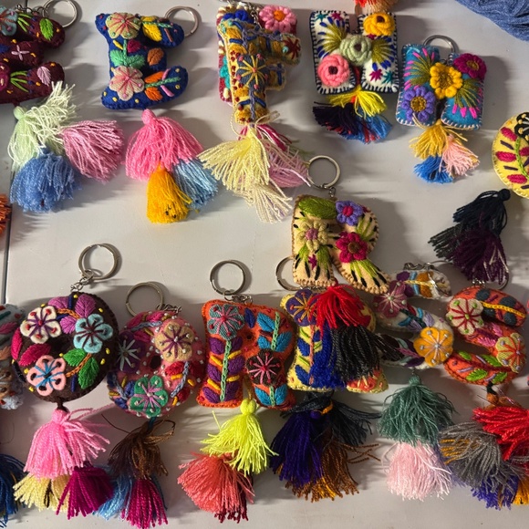 Boho Embroidered Initial Keychain - Picture 2 of 3